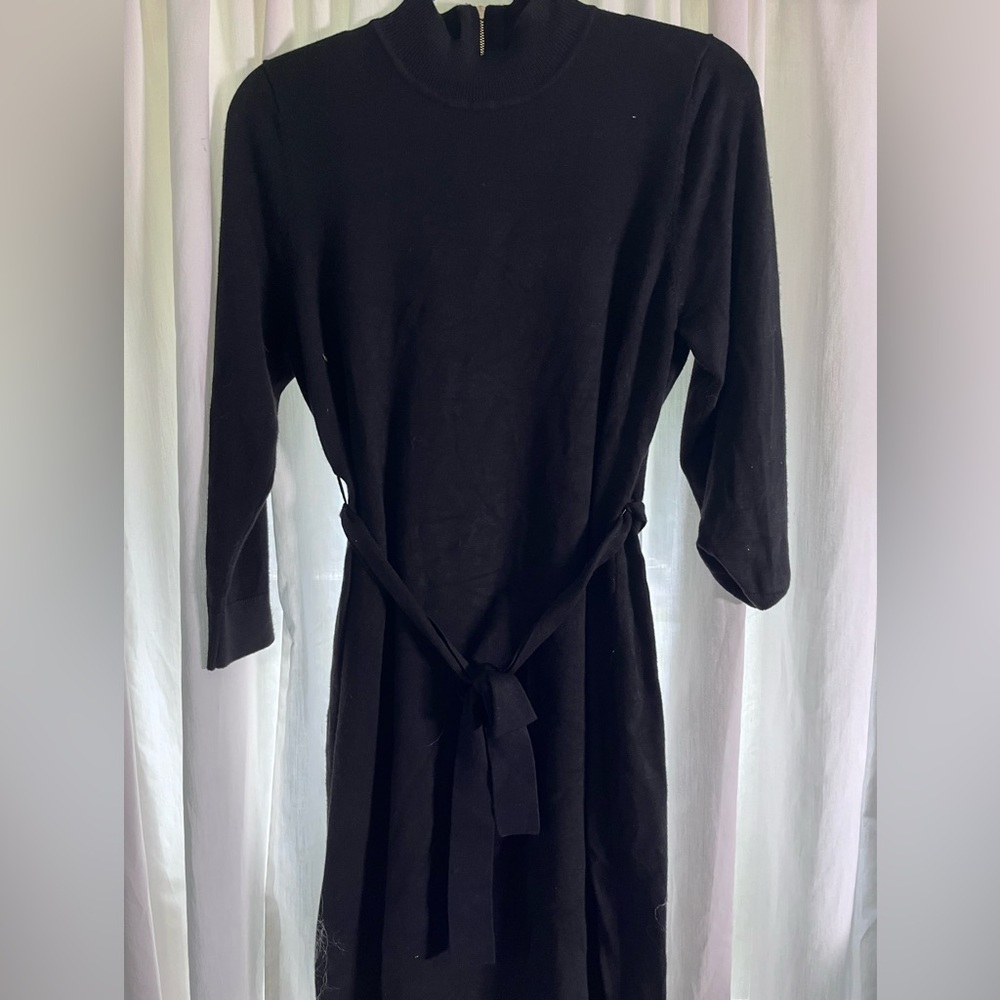Calvin Klein Women’s Black Dress with Zipper in the Back & Fitting Waist Straps